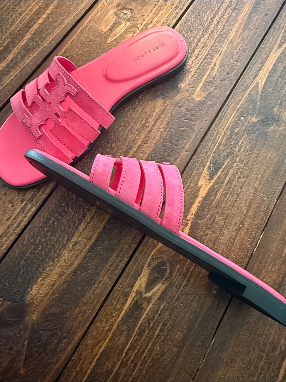 Tory Burch Hot Pink Triple-Strap Slide Sandals - Picture 2 of 3